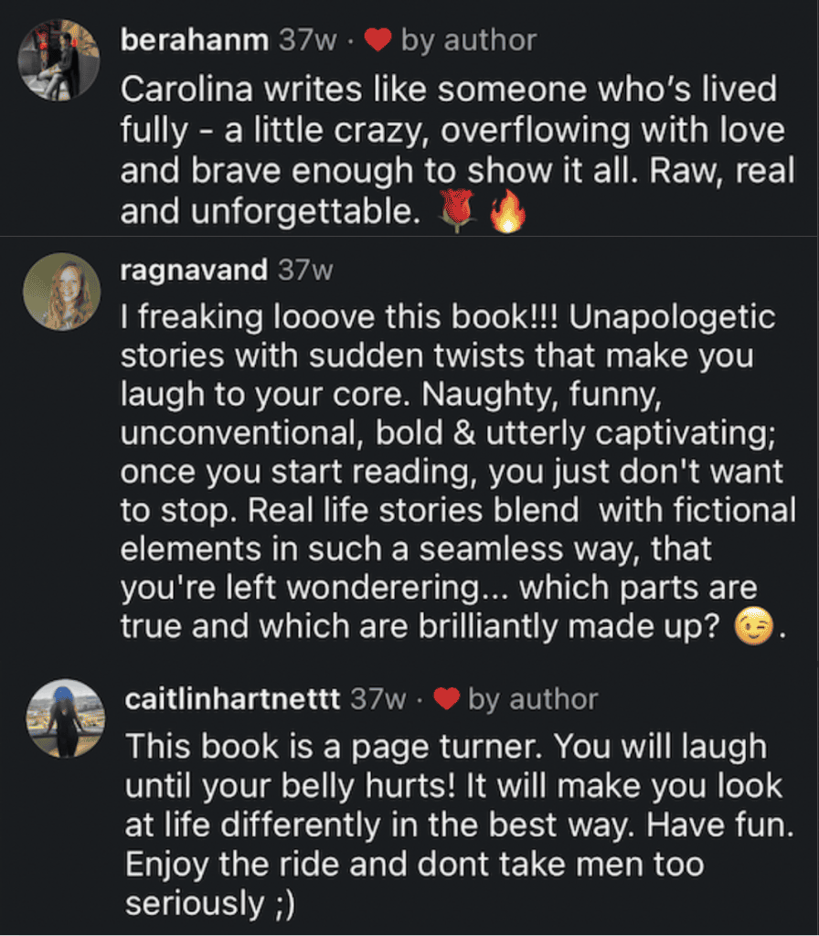 Reviews on Facebook of The Rose written by Carolina Casanova.