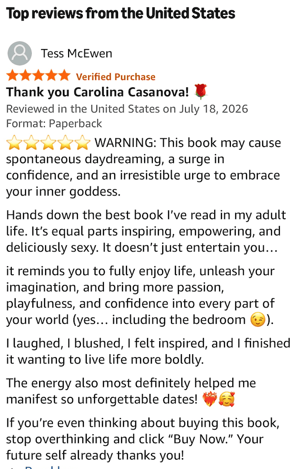 Reviews on Amazon of The Rose written by Carolina Casanova.